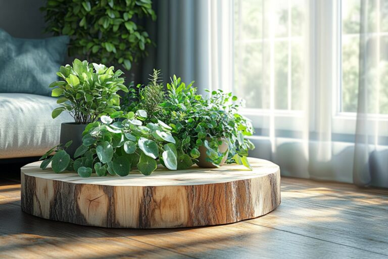 Portes-plantes en bois brut : une option écologique pour une déco naturelle et minimaliste