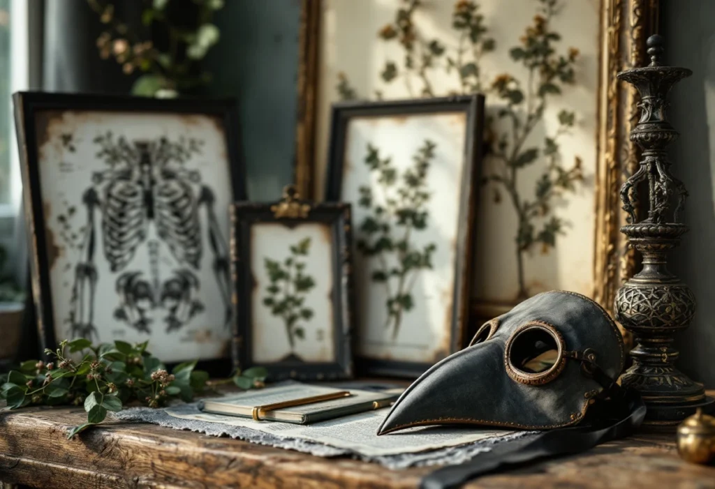 Mix & match gothique chic : comment associer cadres anatomiques, herbiers et masque de la peste pour une décoration unique