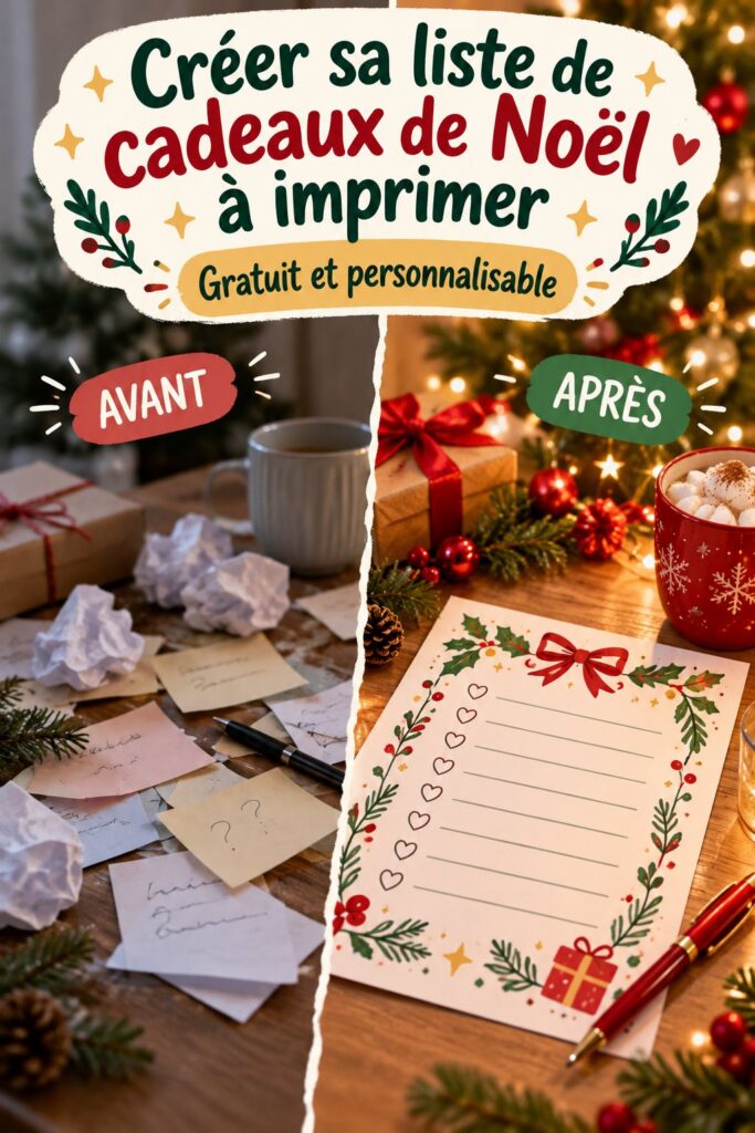 Modèle de liste de cadeaux de Noël imprimable