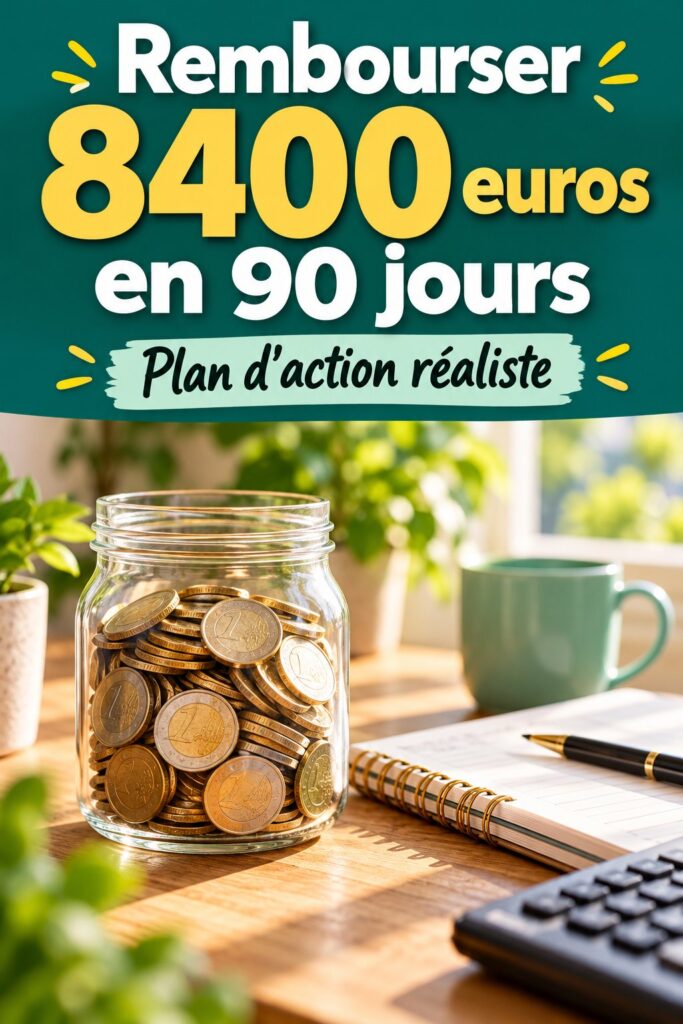 Personne utilisant un ordinateur pour gérer ses finances et planifier le remboursement de 8400 euros.